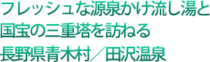 フレッシュな源泉かけ流し湯と国宝の三重塔を訪ねる長野県青木村/田沢温泉