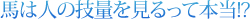 馬は人の技量を見るって本当！？